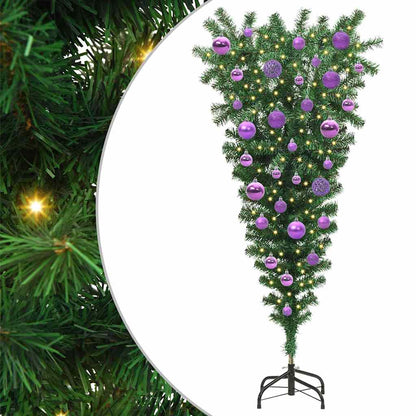 Umgedrehter Kunst Weihnachtsbaum mit Kugelset Grün 120 cm PVC