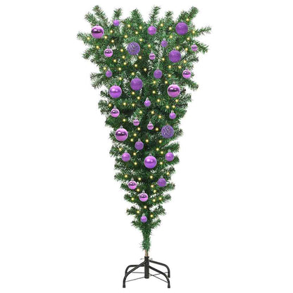 Umgedrehter Kunst Weihnachtsbaum mit Kugelset Grün 120 cm PVC