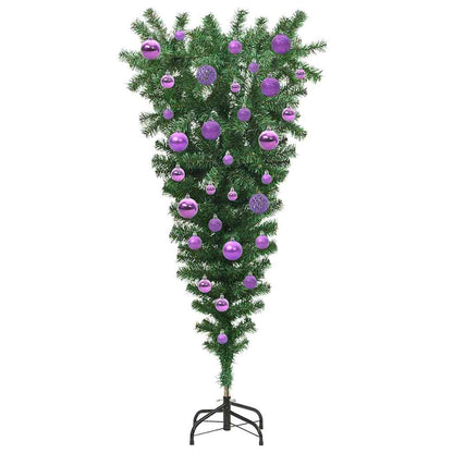 Umgedrehter Kunst Weihnachtsbaum mit Kugelset Grün 120 cm PVC