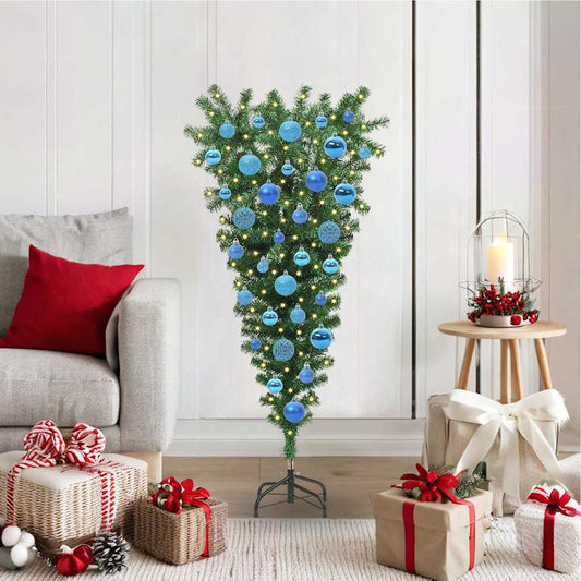 Umgedrehter Kunst Weihnachtsbaum mit Kugelset Grün 120 cm PVC