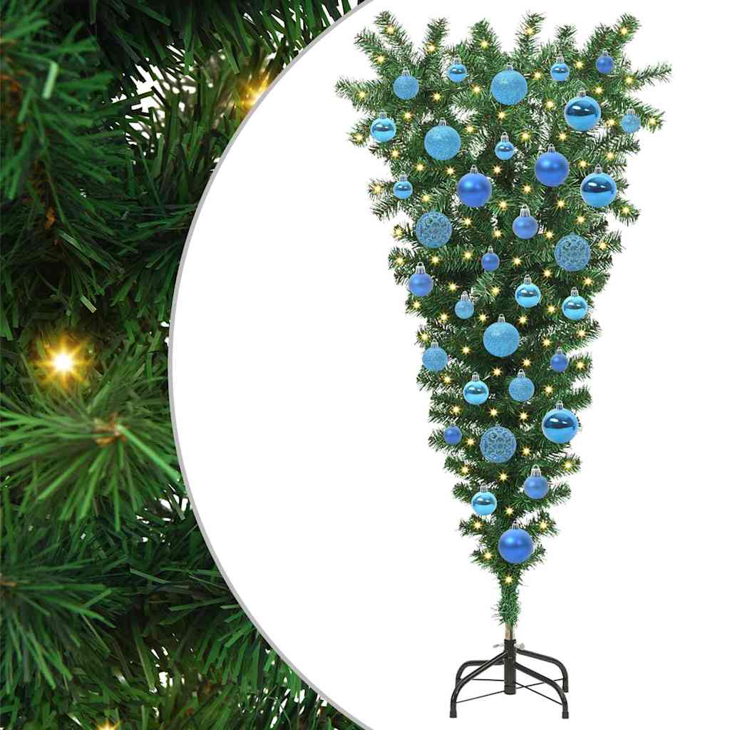 Umgedrehter Kunst Weihnachtsbaum mit Kugelset Grün 120 cm PVC