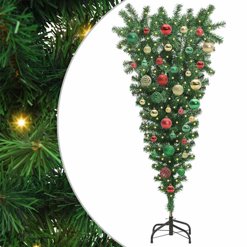 Umgedrehter Kunst Weihnachtsbaum mit Kugelset Grün 120 cm PVC