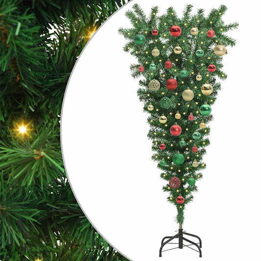 Umgedrehter Kunst Weihnachtsbaum mit Kugelset Grün 120 cm PVC