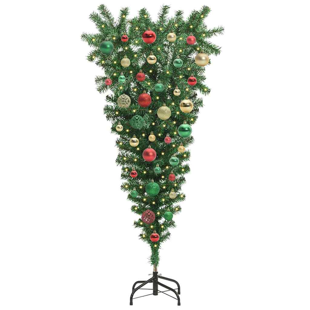 Umgedrehter Kunst Weihnachtsbaum mit Kugelset Grün 120 cm PVC