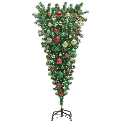 Umgedrehter Kunst Weihnachtsbaum mit Kugelset Grün 120 cm PVC