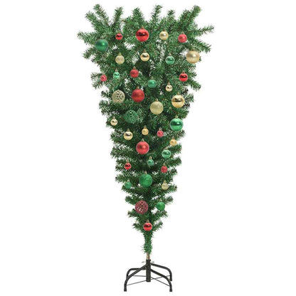 Umgedrehter Kunst Weihnachtsbaum mit Kugelset Grün 120 cm PVC