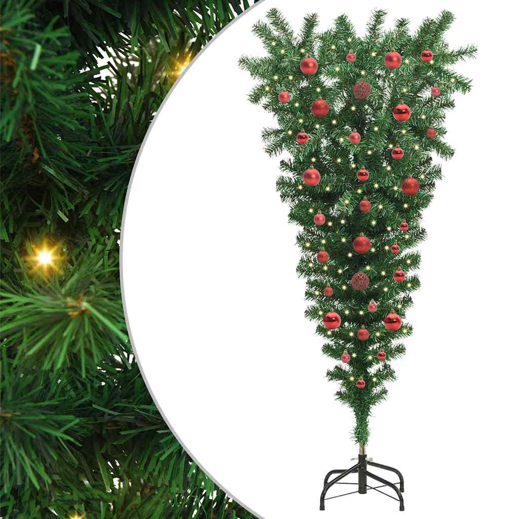 Umgedrehter Kunst Weihnachtsbaum mit Kugelset Grün 150 cm PVC