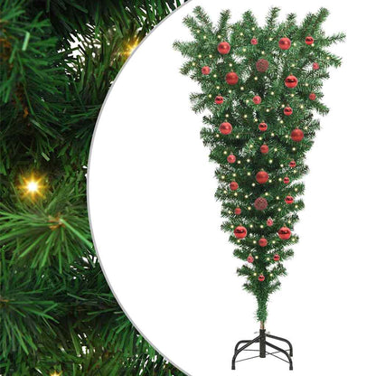 Umgedrehter Kunst Weihnachtsbaum mit Kugelset Grün 150 cm PVC