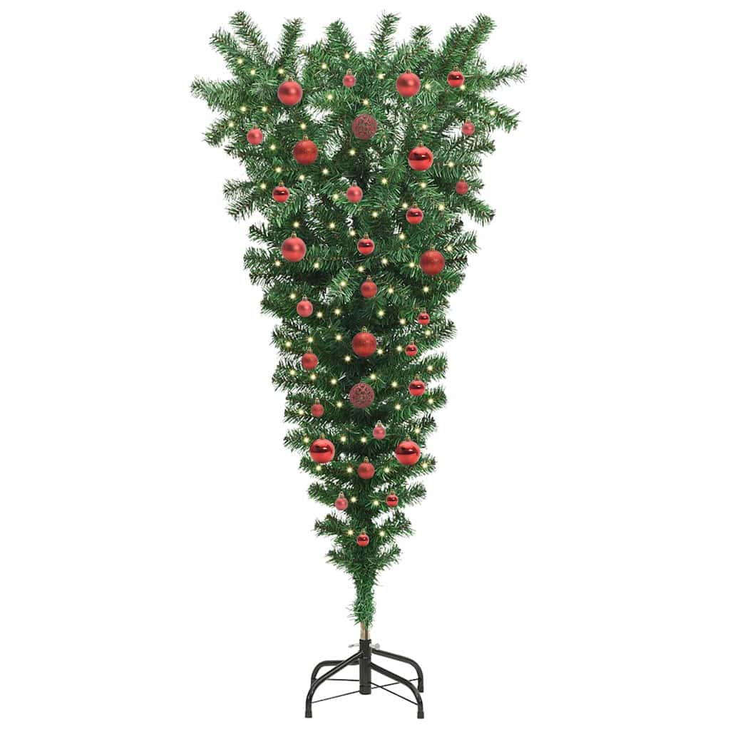Umgedrehter Kunst Weihnachtsbaum mit Kugelset Grün 150 cm PVC