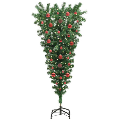 Umgedrehter Kunst Weihnachtsbaum mit Kugelset Grün 150 cm PVC