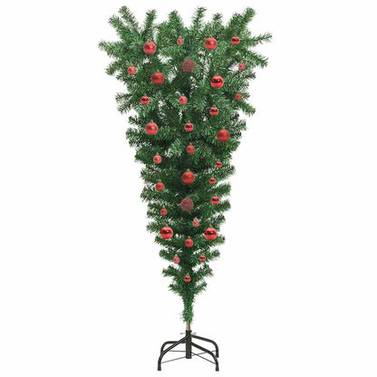 Umgedrehter Kunst Weihnachtsbaum mit Kugelset Grün 150 cm PVC