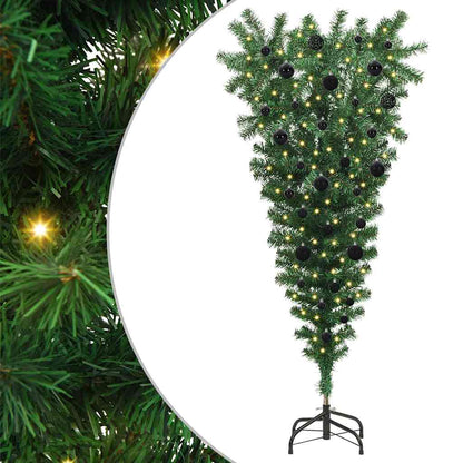 Umgedrehter Kunst Weihnachtsbaum mit Kugelset Grün 150 cm PVC
