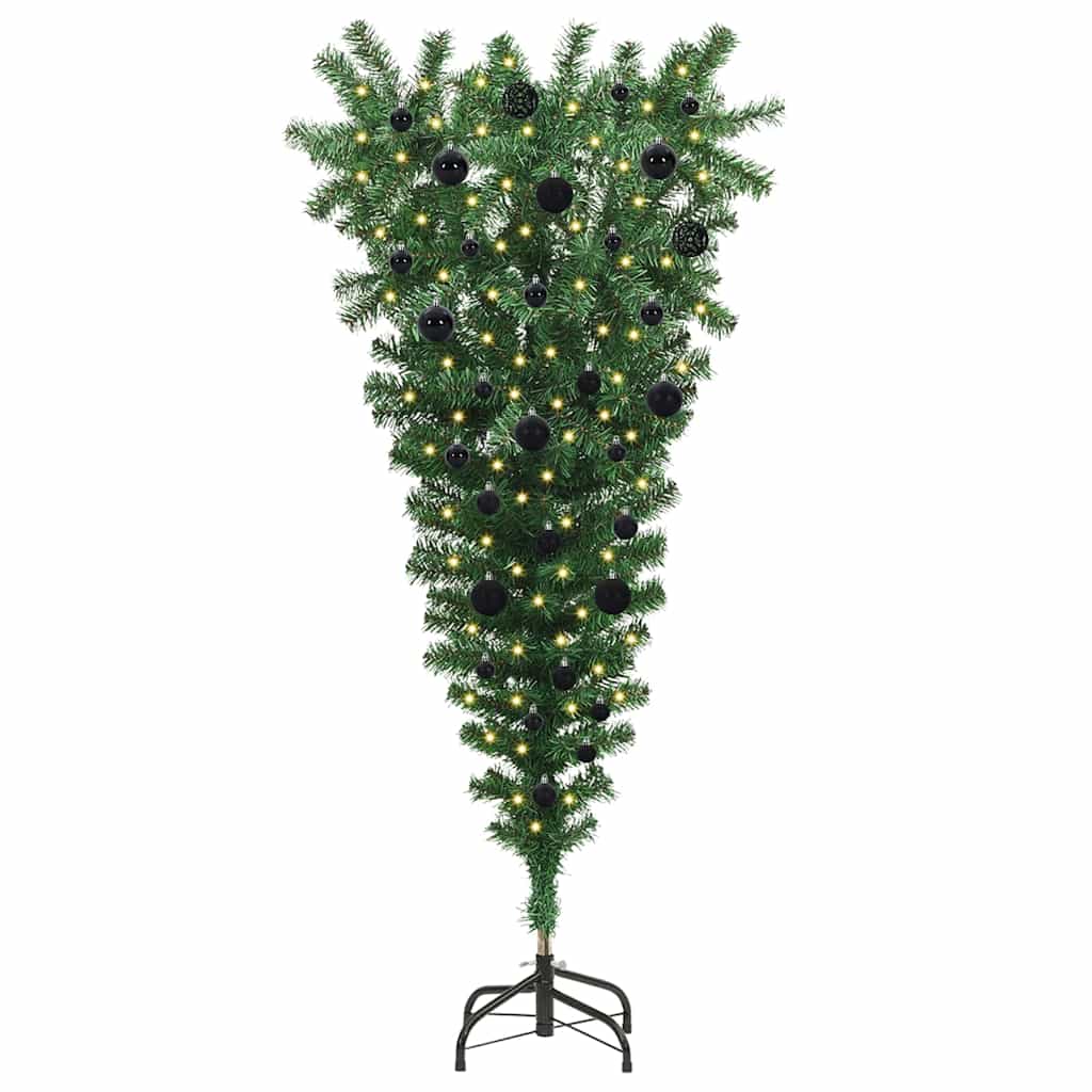 Umgedrehter Kunst Weihnachtsbaum mit Kugelset Grün 150 cm PVC