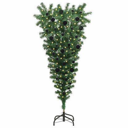 Umgedrehter Kunst Weihnachtsbaum mit Kugelset Grün 150 cm PVC