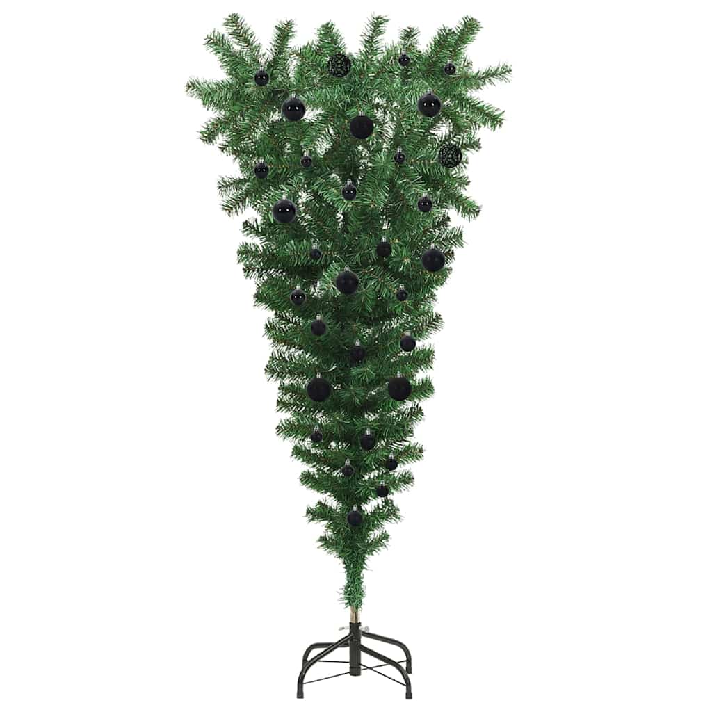 Umgedrehter Kunst Weihnachtsbaum mit Kugelset Grün 150 cm PVC