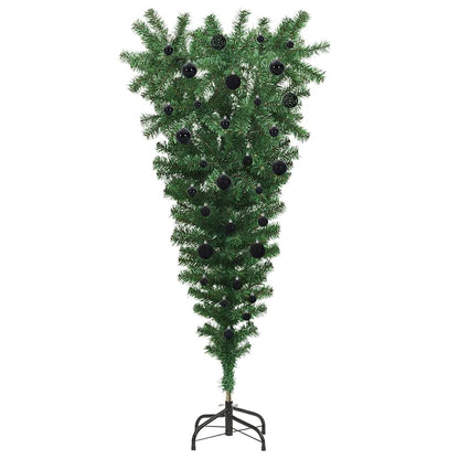 Umgedrehter Kunst Weihnachtsbaum mit Kugelset Grün 150 cm PVC