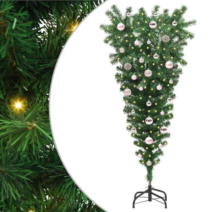 Umgedrehter Kunst Weihnachtsbaum mit Kugelset Grün 150 cm PVC
