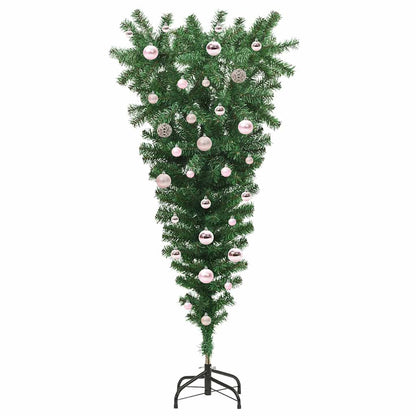 Umgedrehter Kunst Weihnachtsbaum mit Kugelset Grün 150 cm PVC