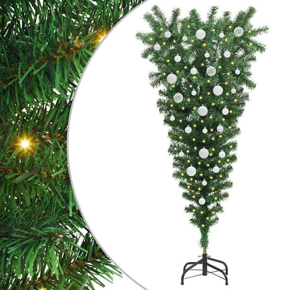 Umgedrehter Kunst Weihnachtsbaum mit Kugelset Grün 150 cm PVC