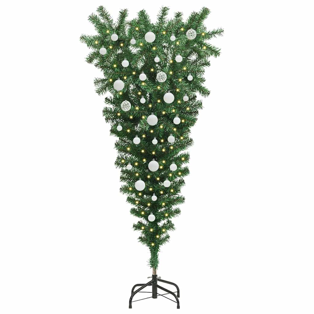 Umgedrehter Kunst Weihnachtsbaum mit Kugelset Grün 150 cm PVC
