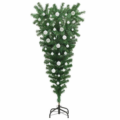 Umgedrehter Kunst Weihnachtsbaum mit Kugelset Grün 150 cm PVC