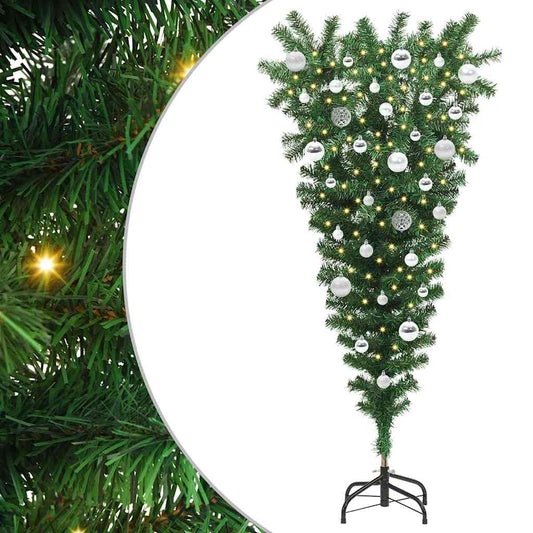 Umgedrehter Kunst Weihnachtsbaum mit Kugelset Grün 150 cm PVC