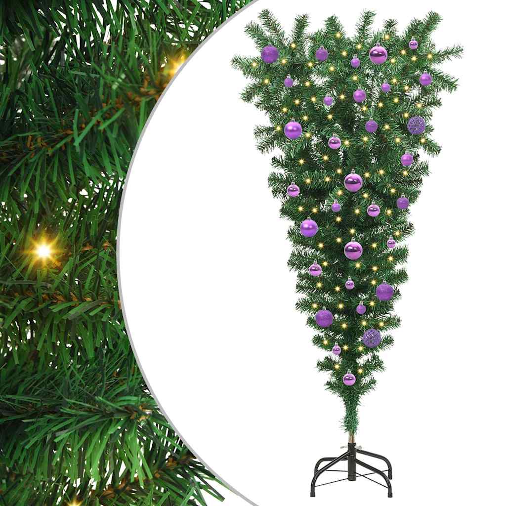 Umgedrehter Kunst Weihnachtsbaum mit Kugelset Grün 150 cm PVC