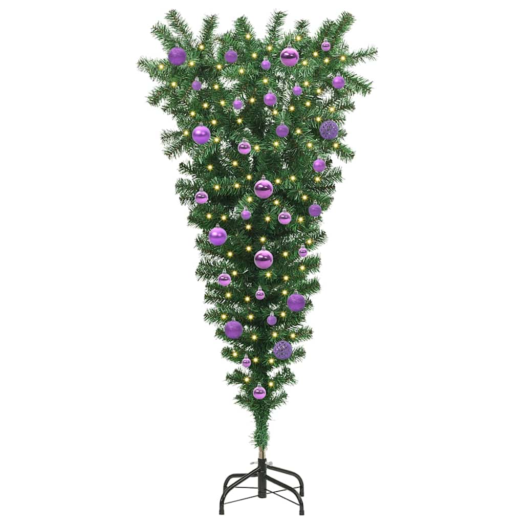 Umgedrehter Kunst Weihnachtsbaum mit Kugelset Grün 150 cm PVC