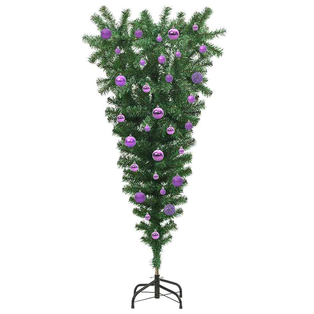 Umgedrehter Kunst Weihnachtsbaum mit Kugelset Grün 150 cm PVC