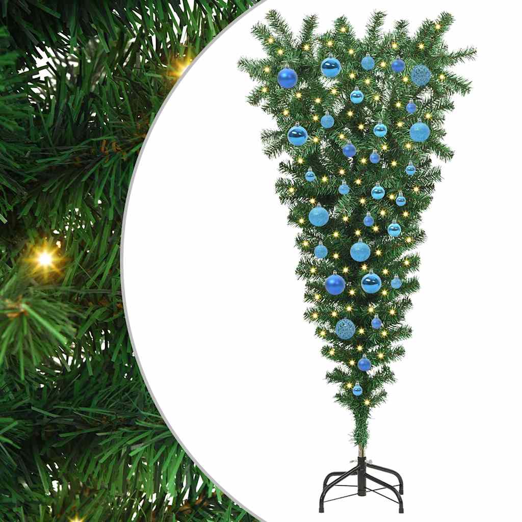 Umgedrehter Kunst Weihnachtsbaum mit Kugelset Grün 150 cm PVC