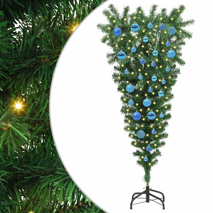 Umgedrehter Kunst Weihnachtsbaum mit Kugelset Grün 150 cm PVC