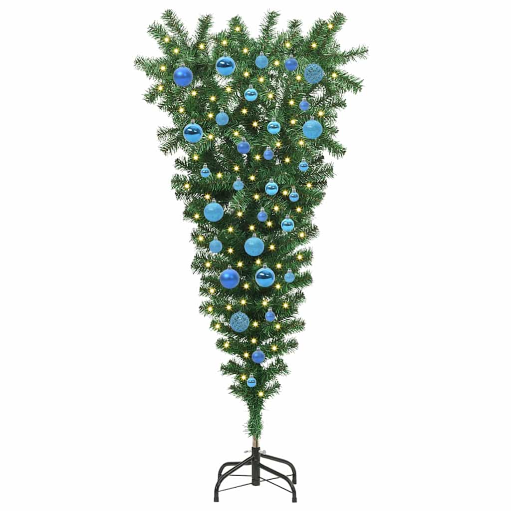 Umgedrehter Kunst Weihnachtsbaum mit Kugelset Grün 150 cm PVC