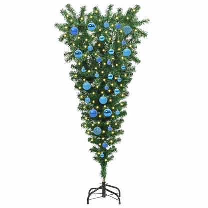 Umgedrehter Kunst Weihnachtsbaum mit Kugelset Grün 150 cm PVC
