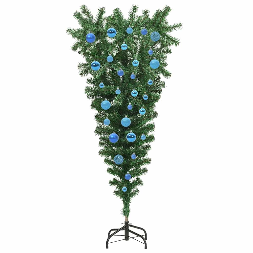 Umgedrehter Kunst Weihnachtsbaum mit Kugelset Grün 150 cm PVC