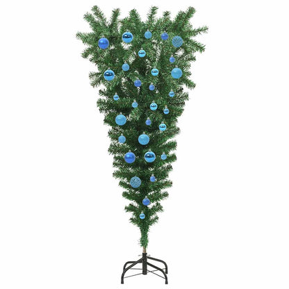 Umgedrehter Kunst Weihnachtsbaum mit Kugelset Grün 150 cm PVC