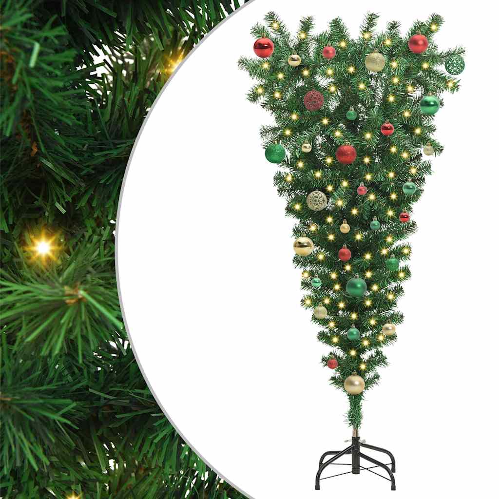 Umgedrehter Kunst Weihnachtsbaum mit Kugelset Grün 150 cm PVC