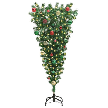 Umgedrehter Kunst Weihnachtsbaum mit Kugelset Grün 150 cm PVC