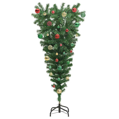 Umgedrehter Kunst Weihnachtsbaum mit Kugelset Grün 150 cm PVC