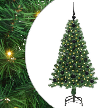 Albero di Natale artificiale con 150 LED e supporto, verde, 120 cm
