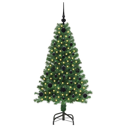 Albero di Natale artificiale con 150 LED e supporto, verde, 120 cm