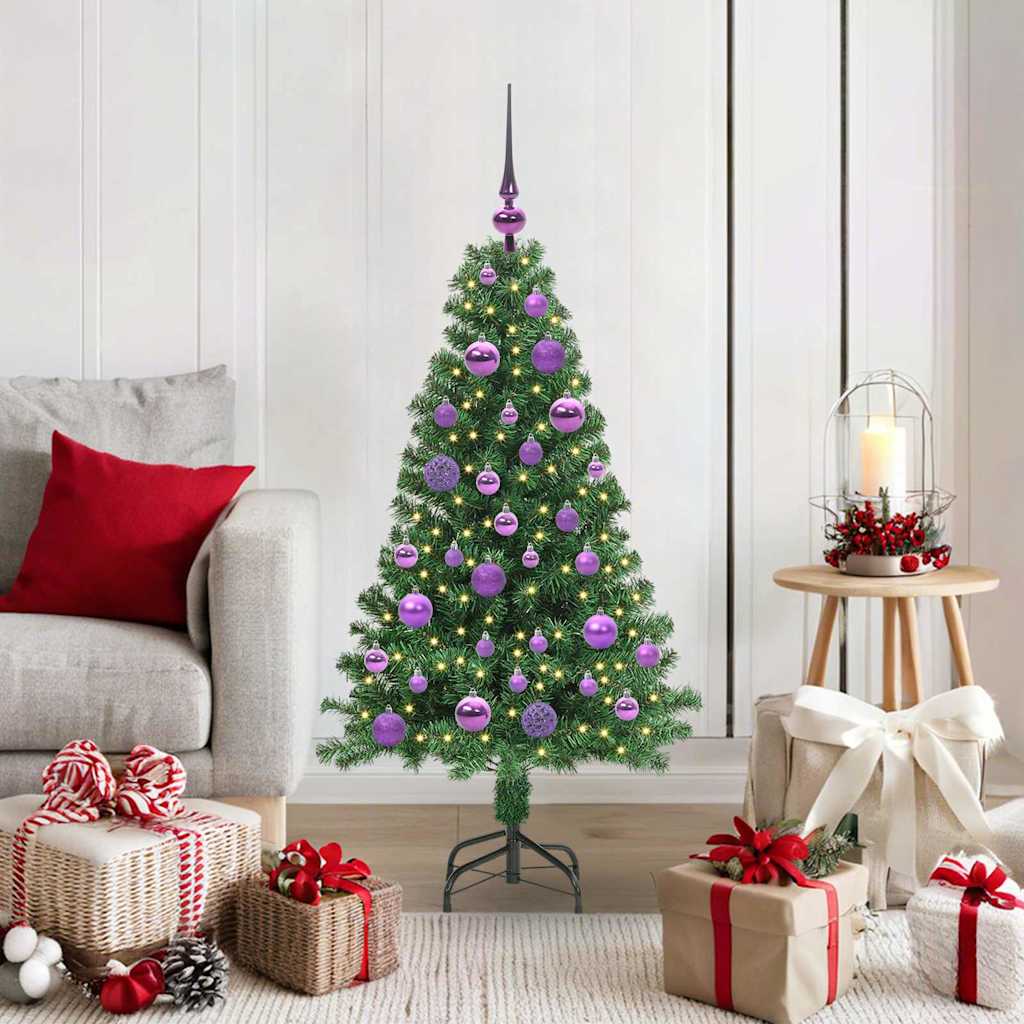 Albero di Natale artificiale con 150 LED e supporto, verde, 120 cm