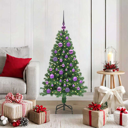 Albero di Natale artificiale con 150 LED e supporto, verde, 120 cm