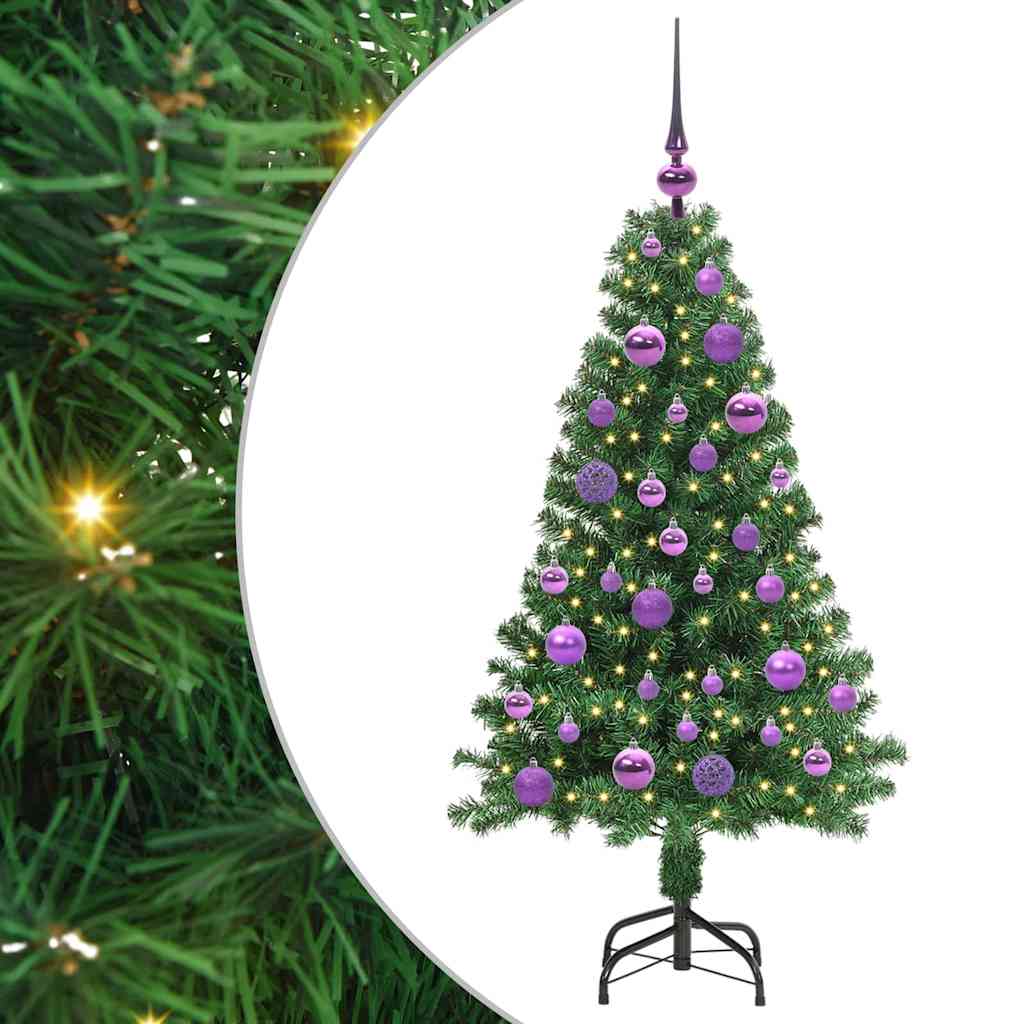 Albero di Natale artificiale con 150 LED e supporto, verde, 120 cm