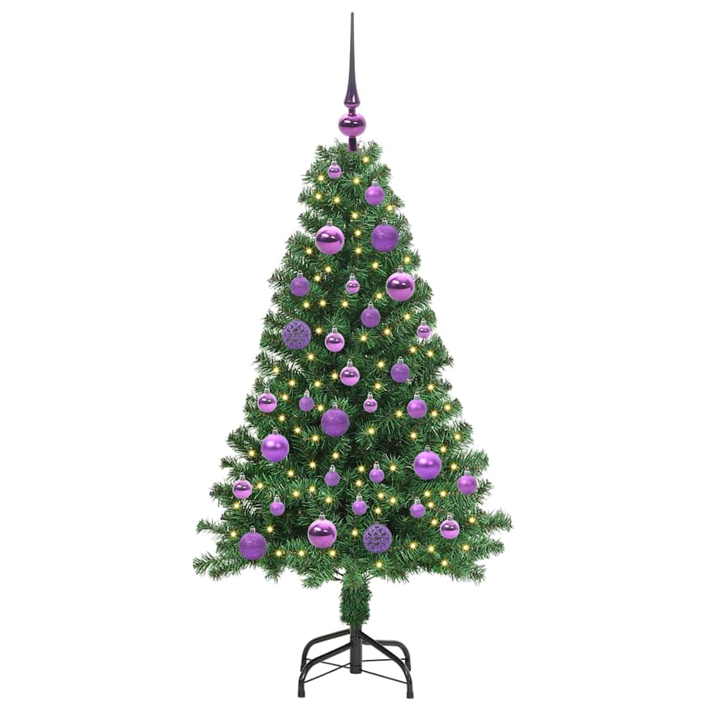 Albero di Natale artificiale con 150 LED e supporto, verde, 120 cm