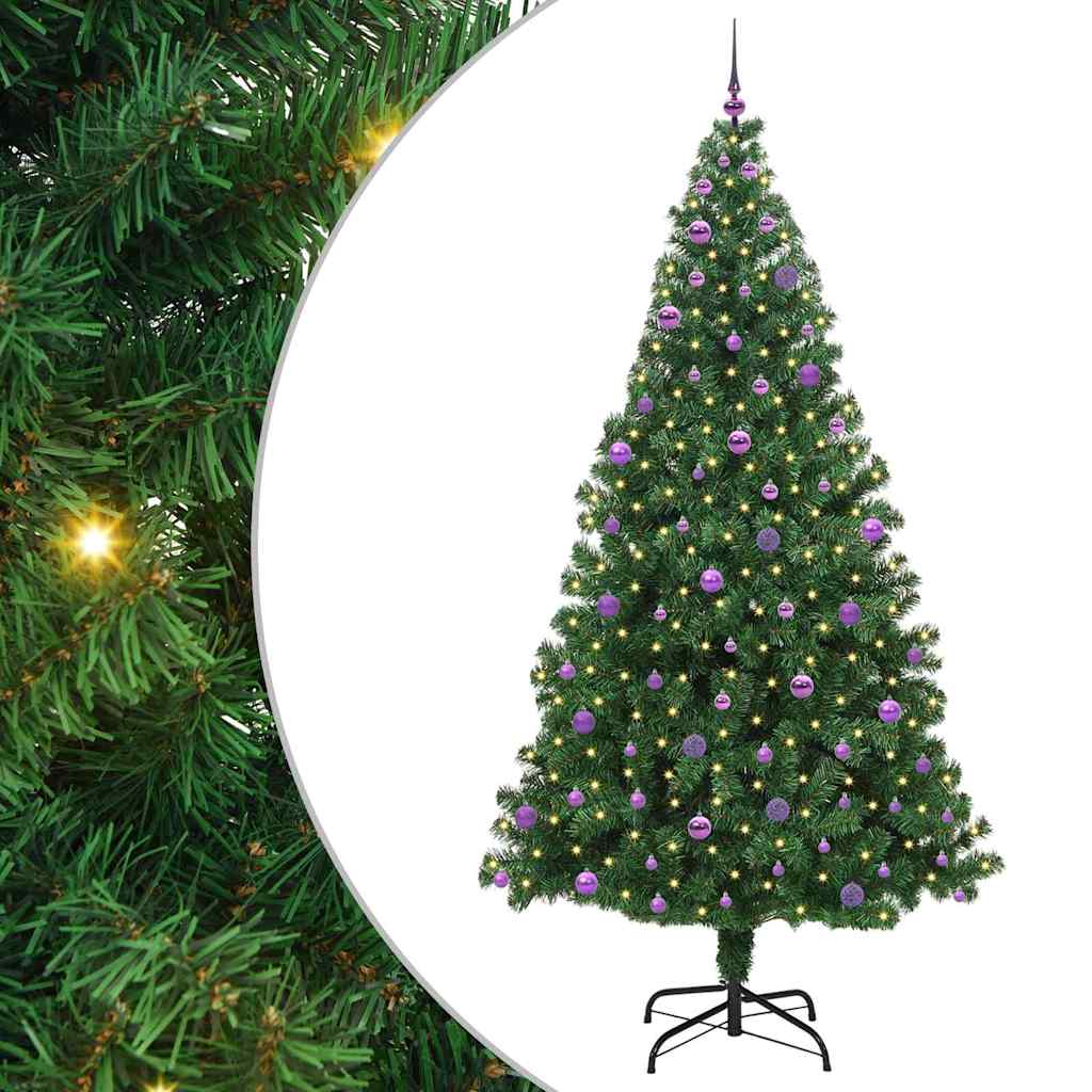 Künstlicher Weihnachtsbaum mit 300 LEDs mit Ständer Grün 240 cm