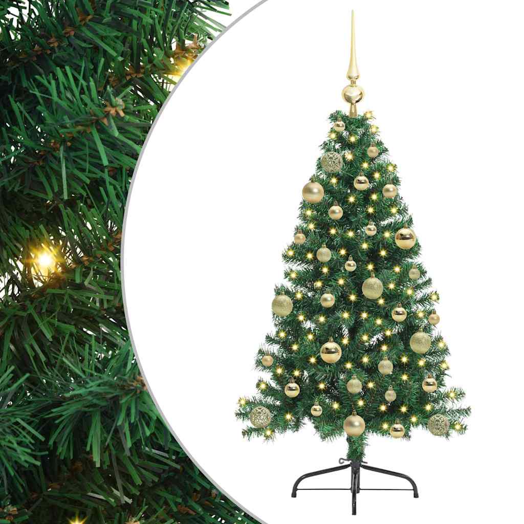 Albero di Natale artificiale preilluminato, verde, 120 cm, PVC