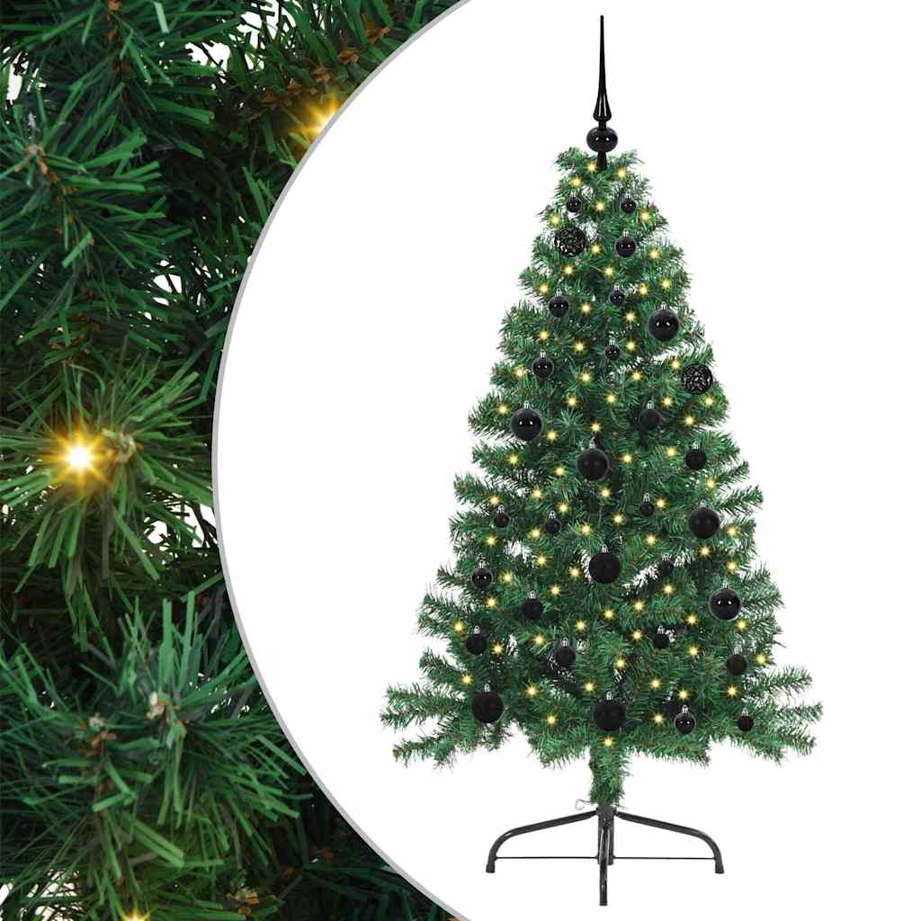 Künstlicher vorbeleuchteter Weihnachtsbaum Grün 150 cm PVC