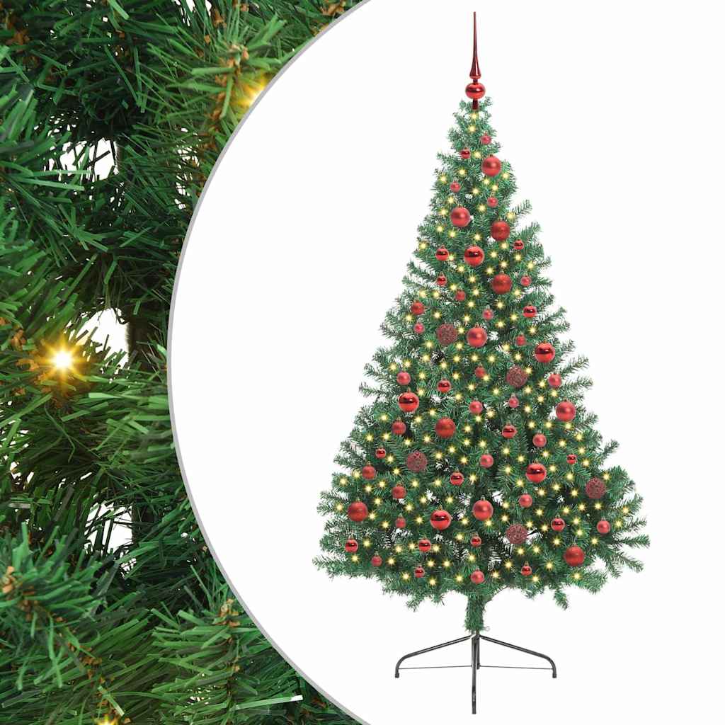 Künstlicher vorbeleuchteter Weihnachtsbaum Grün 180 cm PVC