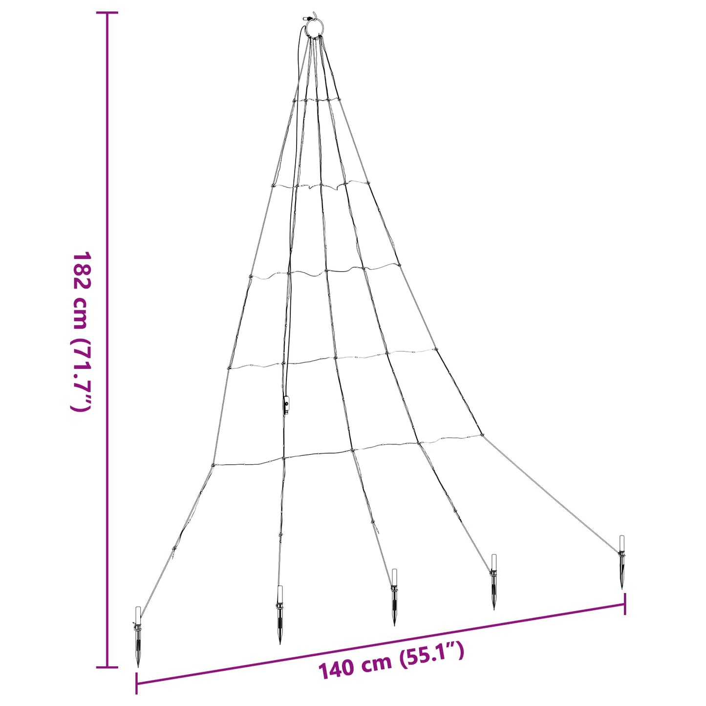 LED Weihnachtsbaum mit Erdspießen Warmes Weiß 182 cm Metall