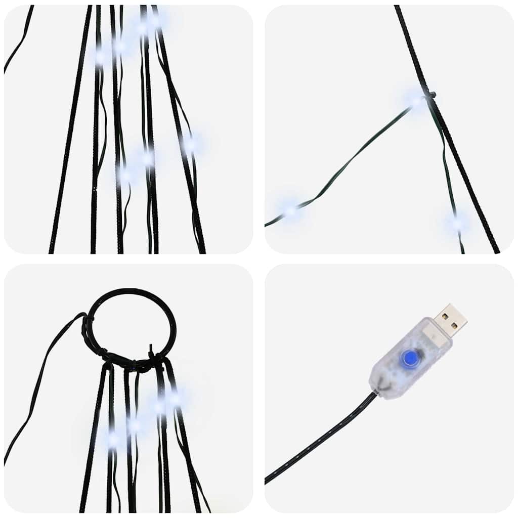 Albero di Natale a LED con picchetti da terra, bianco freddo, 180 cm, metallo